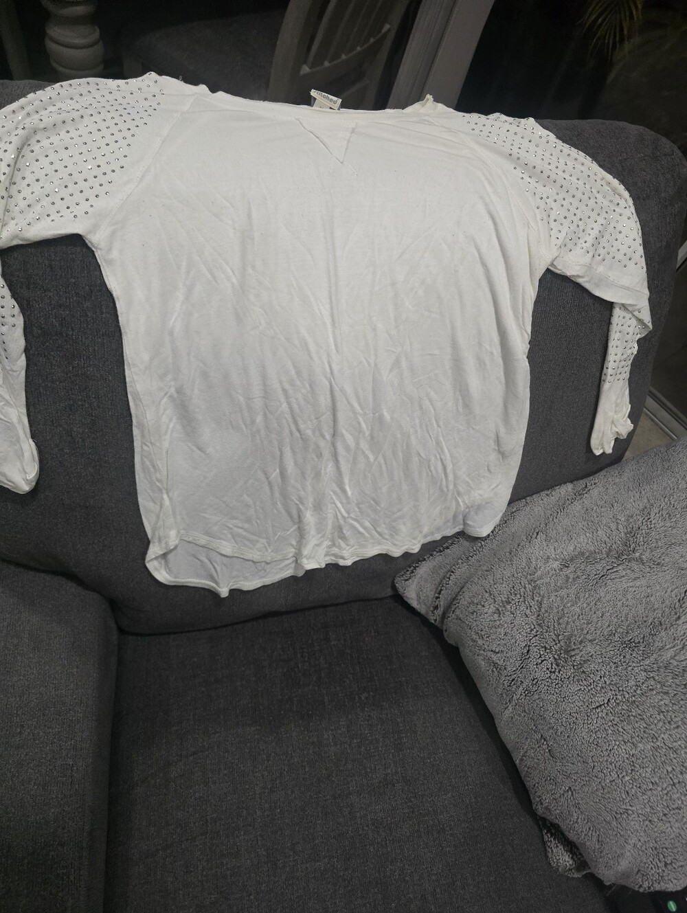 Coverstiched White Crew Neck Tee